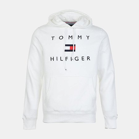 Moletom Masculino Tommy Hilfiger  Long Sleve Stacked Logo- Branco  78J3820