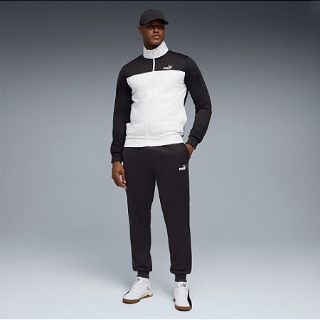 Agasalho Puma Masculino Poly Colorblock Branco/Preto
