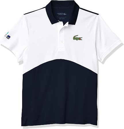 Polo Lacoste Masculina  Miami Open - Branco/Azul DH0167