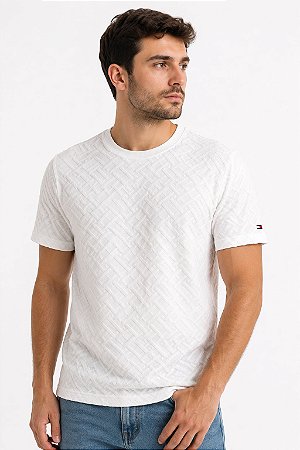 Camiseta Masculina Tommy Hilfiger Monograma-Off White 0MW42381