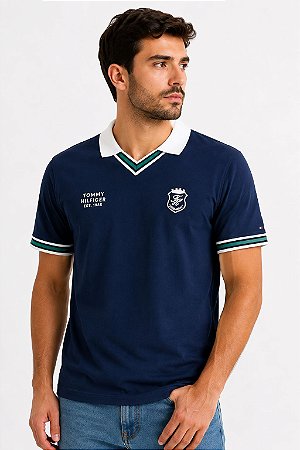 Polo Tommy Hilfiger Masculina-Azul Marinho