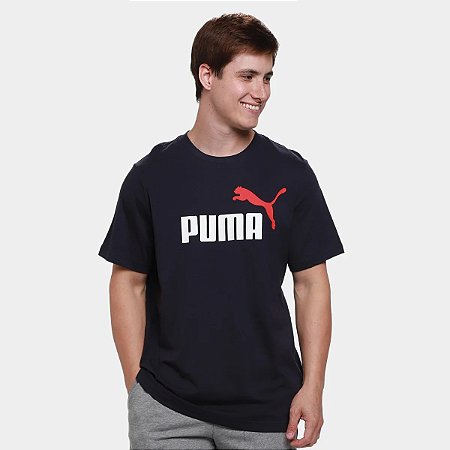 Camiseta Masculina Puma Color Ess Logo Tee-Azul Marinho 684708