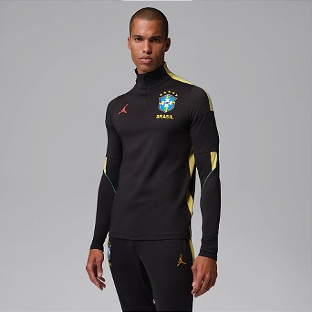 Manga Longa Masculina Nike  Dry-Fit Seleção  Brasileira  Jordan -Preta IQ3293
