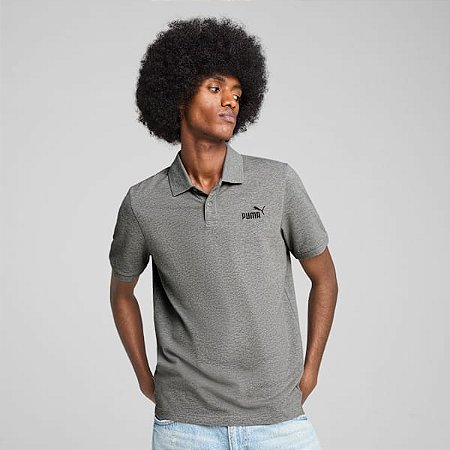Polo Puma Masculina Essentials No. 1 logo Pique-Cinza 68255203