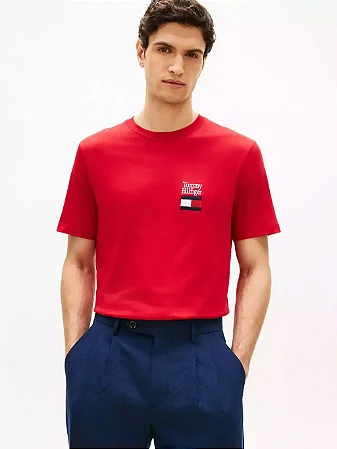 Camiseta Masculina Tommy Hilfiger-Vermelha MW42367