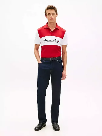 Polo Tommy Hilfiger Masculina-Vermelha/Branca XM07333