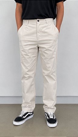 Calça Masculina alfaiataria Poliester Sport Fino-Off White (Tamanho G1)