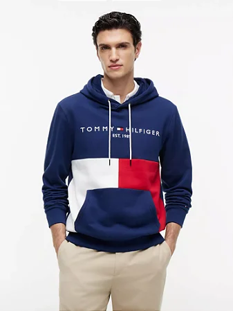 Moletom Tommy Hilfiger Masculino Colorblock - Azul/vermelho/branco  XM07657
