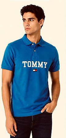Polo Tommy Hilfiger Masculina Regular Fit Monotype - Azul XM06312400
