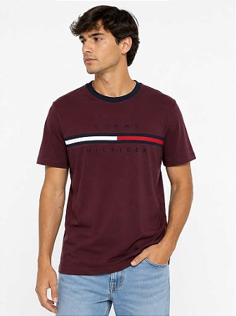 Camiseta Tommy Hilfiger Masculina-Vinho 78JA524