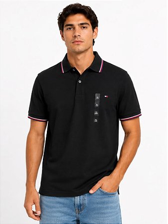 Polo Tommy Hilfiger Masculina-Preta 78B2300