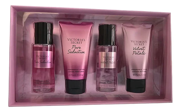 Kit Victoria's Secret Body Splash/Creme Hidratante Feminino Pure Seduction e Velvet Petals-75ml