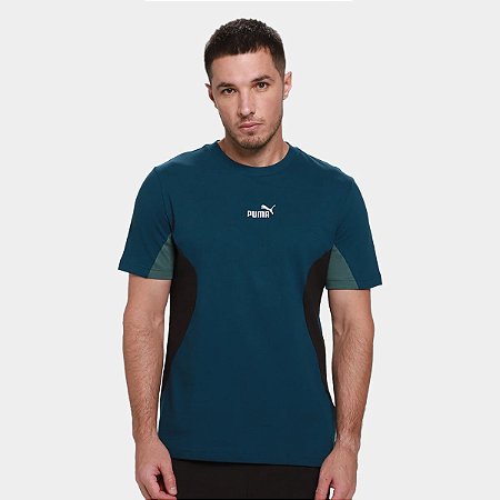 Camiseta Puma Masculina Ess Block -Verde Petróleo 69169836