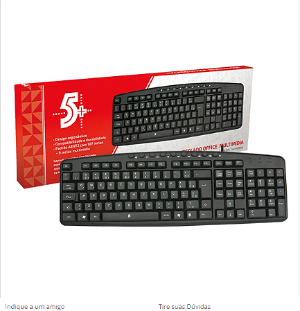 TECLADO USB MULT OFFICE PRETO 015-0074 - 5+