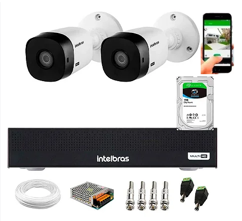 KIT COMPLETO CFTV INTELBRAS COM 02 CAMERAS