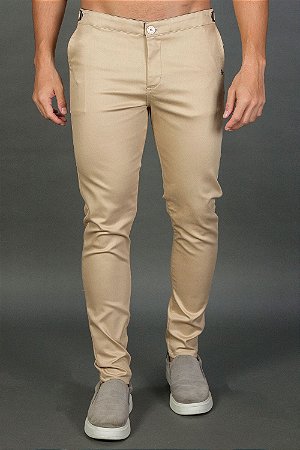 Calça Alfaiataria com Presilha Lateral Areia