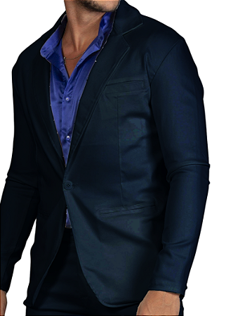 Blazer Slim Acetinado Marinho