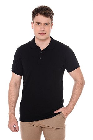 Polo Piquet com Elastano Preto