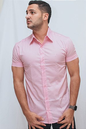 camisa slim rosa