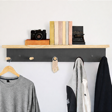 Cabideiro de Parede Em Madeira Horizontal 60cm Prime