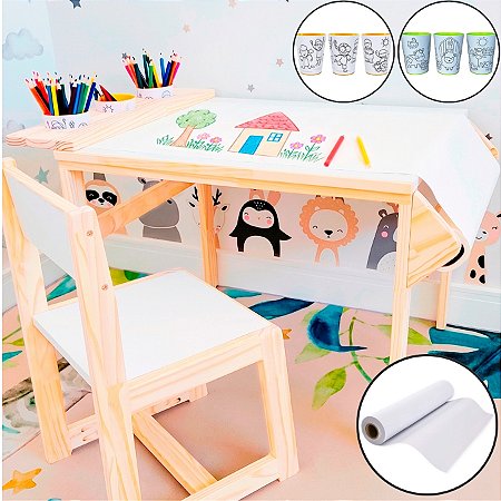 Mesa para Desenho Bobi + Cadeira + Porta lápis + Bobina