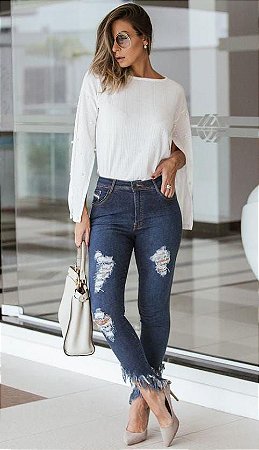 Calça jeans cós alto wide leg pantalona – Lavinny Store