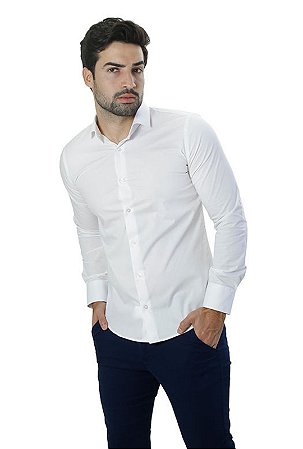 Camisa Masculina Ixória Manga Longa Super Slim Branca