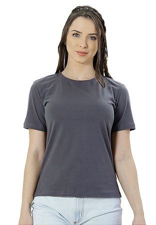 Camiseta Ixória Básica Feminina Gola Redonda Cinza