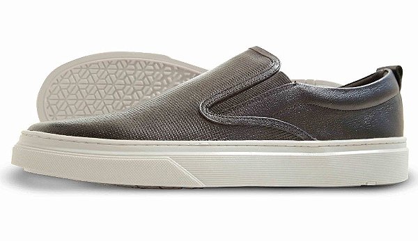 Tênis Masculino Slip On Ixória Couro Legítimo Napoli Preto