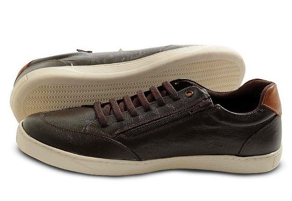 Tênis Masculino Casual Ixória Couro Legítimo Verona Café