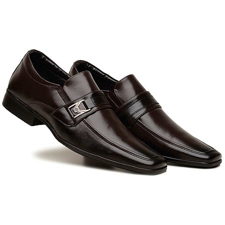 Sapato Masculino Social Comfort Malbec Alongado Café 70154