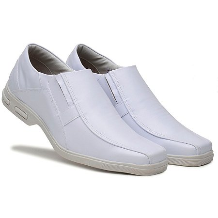 Sapato Masculino Comfort Linha Fly Branco Bico Quadrado 80002