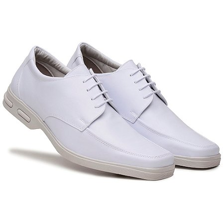 Sapato Masculino Comfot Linha Fly Branco Bico Quadrado 80010