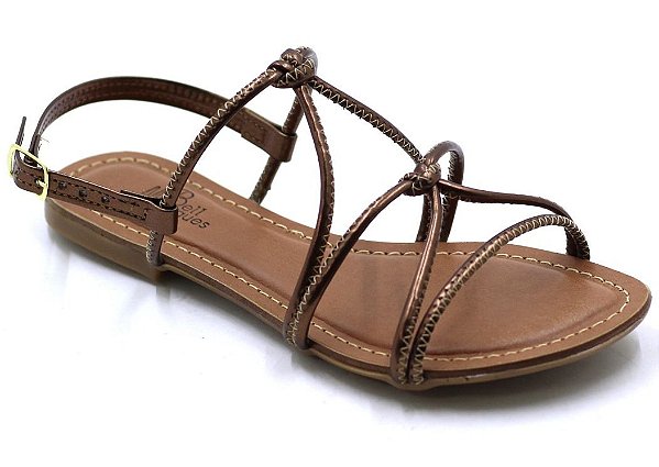 Sandália Feminina Tiras Chocolate Bellmarques