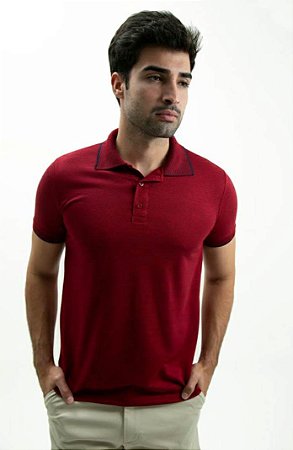 Camiseta Masculina Gola Polo Ixória Piquet Vermelha Luxo