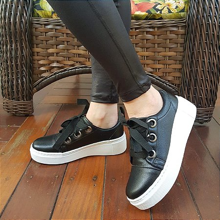Tênis Feminino Preto Cabed Modinha Conforto