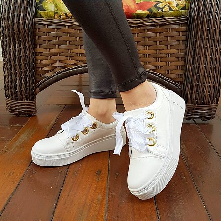 Tênis Feminino Branco Cabed Modinha Conforto