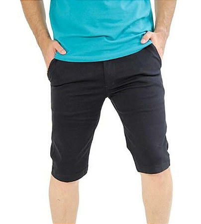 Bermuda Básica Masculina Ixória Essêncial Sarja Iron Preta
