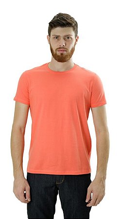 Camiseta Masculina Gola Redonda Básica Laranja Algodão
