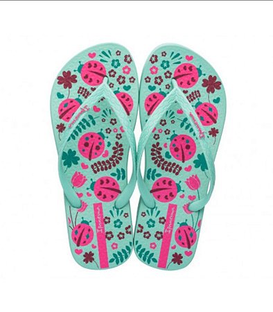 Chinelo Feminino Ipanema Joaninhas Jardins  26113 Verde Verde Rosa