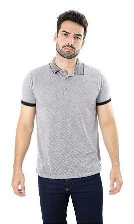 Camiseta Masculina Gola Polo Furta-Cor Bicolor Branco Preto Prime Viscose
