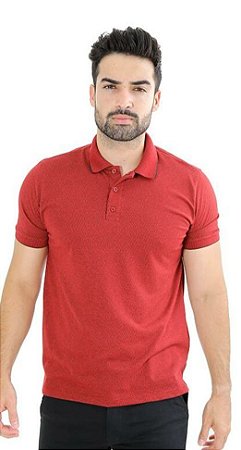 Camiseta Masculina Gola Polo Piquet Jacquard  Vermelho