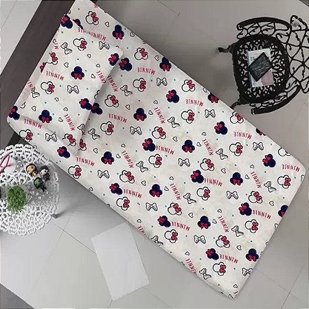 Jogo de Cama Solteiro 2 peças Malha Doce Vida Kids Minnie Branco