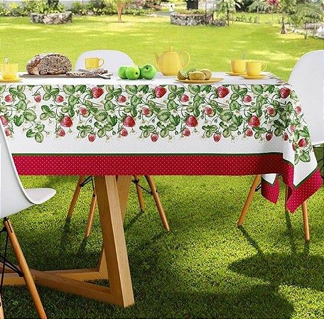 Toalha de Mesa Retangular 140 x 250cm Antiformiga Frutilha Karsten