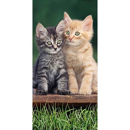 Toalha de Praia aveludada Gatinhos Two Happy Cats Buettner