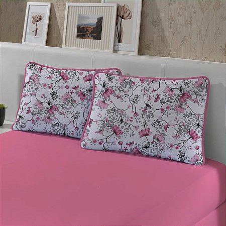 Jogo de Cama King 3 peças de Malha Edromania Slim Prisma Rosa