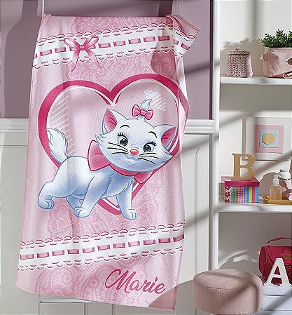 Toalha de Banho Praia Velour Infantil Dohler Gatinha Marie Kids Rosa