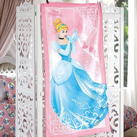 Toalha de Banho Velour Princesa Cinderela Disney