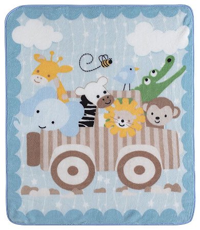 Cobertor para Berço Baby Soft Super Macio Animais Safari
