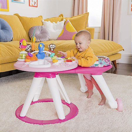Bright Starts Around We Go 2-in-1 Walk-Around Baby Activity Center & Table, Tropic Coral